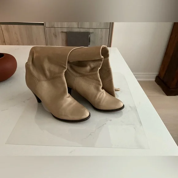 L’autre Chose Leather Knee High pull on boots, soft taupe leather,EU38/ US 7.5 - Picture 2 of 12